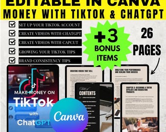 TikTok ChatGPT Guide eBook | MRR & PLR | Master Resell Rights | Canva