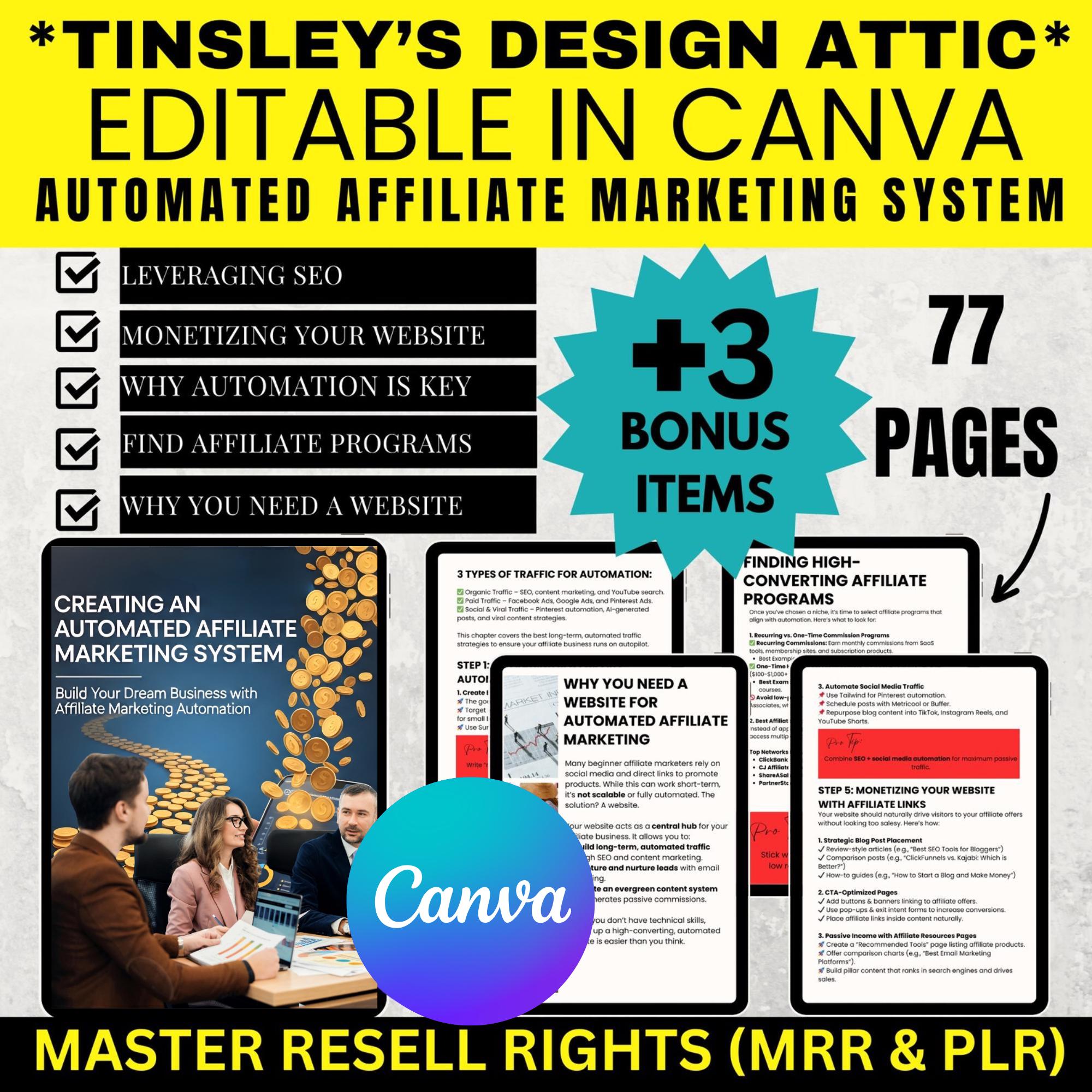 Automated Affiliate Marketing System Guide (77 Pages) MRR PLR - Main Image