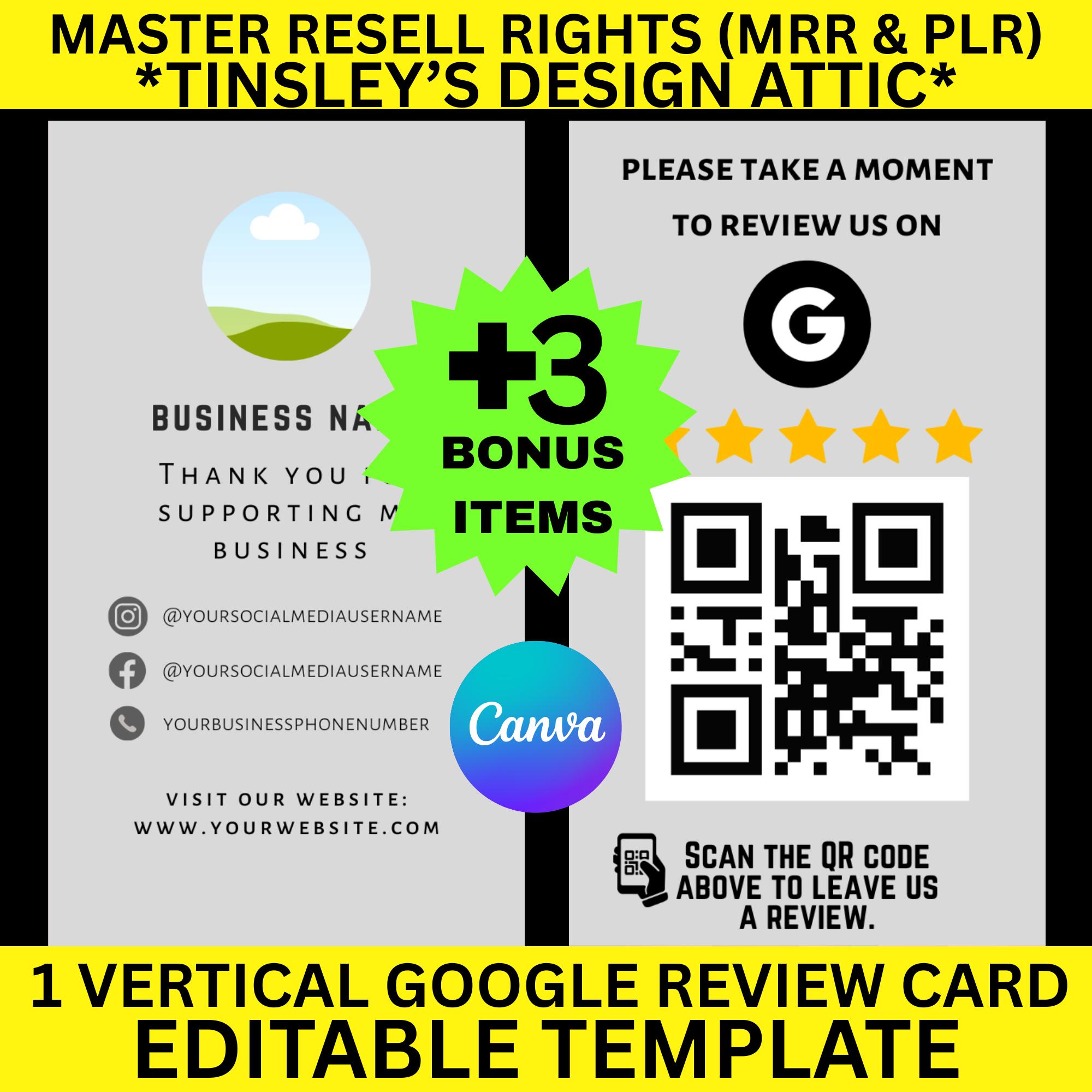 Google Review Card With QR Code Template | MRR & PLR | Master Resell ...