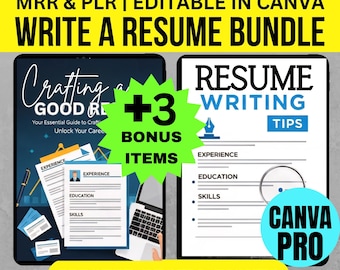 Resume Mini Guide Bundle: MRR & PLR Canva Templates