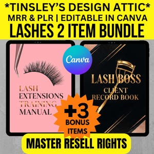 Lashes Bundle | 2 Items | MRR & PLR | Master Resell Rights | Eyelash Extensions Guide + Client Record Book | Alternate Cover Pages provided