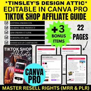TikTok Affiliate Marketing eBook: MRR & PLR, Canva Template | Canva Pro