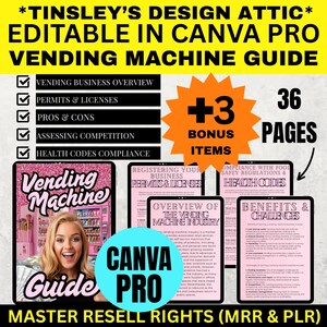 Vending Machines Business Mini Guide | MRR & PLR | Master Resell Rights | 36 Pages | Canva Pro | Alternate Cover Page provided