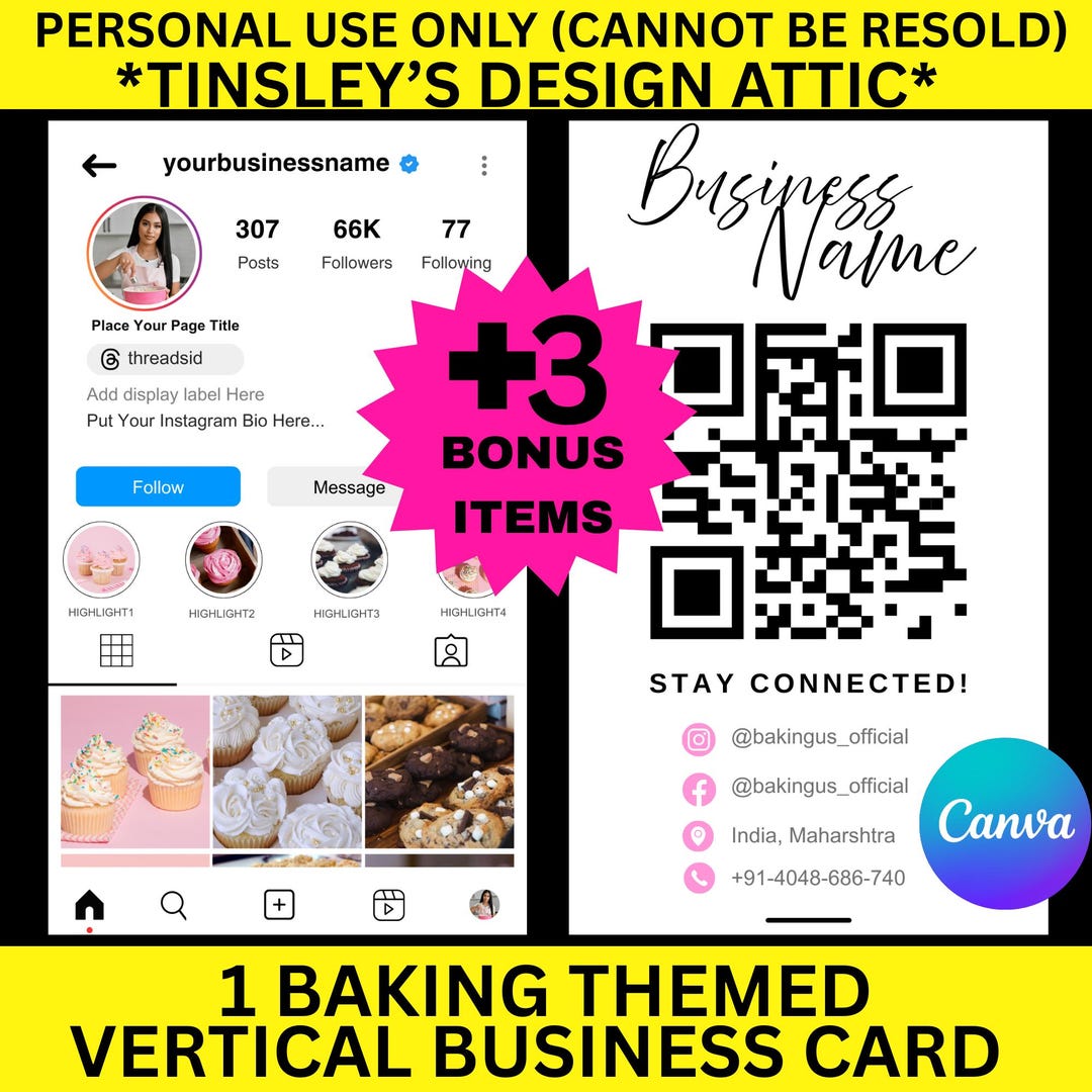1 Baking Business Vertical Card | Front and Back Sided | Personal Use ...