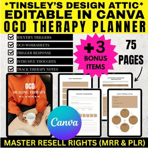 OCD Healing Therapy Planner: 75-Page Mental Health Resource (Canva Editable)