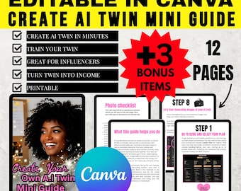 Create Your Own AI Twin Guide | MRR & PLR | Pixar | Avatar Creation | Clone | Virtual | Artificial Intelligence | Personal Assistant | Canva