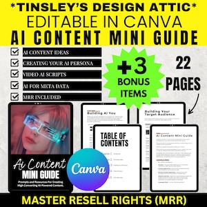 Ai Content Mini Guide | MRR | Master Resell Rights | 22 Pages | Artificial Intelligence | 2025