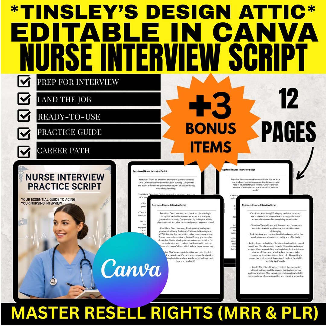 Interview Script Format On Health Nurse Interview Practice Script | 12 Pages | MRR & PLR | Master Resell ...