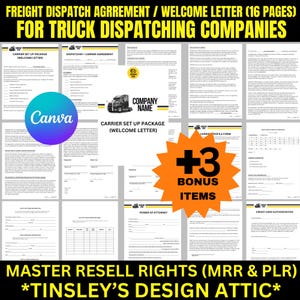 Freight Dispatch Agreement 2025: Carrier Setup, MRR PLR Canva Template