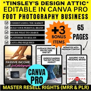Passive Income with Foot Photography | 65 Pages | MRR & PLR | Master Resell Rights | Side Hustle | Business | Earn Money Online | Canva Pro