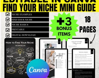 Find Your Niche Mini Guide Workbook | 18 Pages | MRR & PLR | Master Resell Rights | Social Media | Printable | Canva