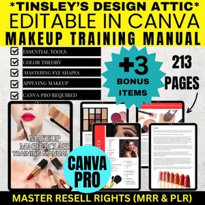 Makeup Masterclass Training Manual: MRR & PLR Canva Guide (213 Pages)