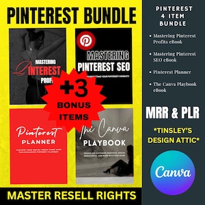 Pinterest Bundle: SEO, Planner, Canva Playbook (MRR & PLR) (Digital Download)