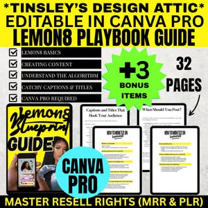 Lemon8 Playbook | MRR & PLR | Monetize | Influencer | Marketing | Social Media Strategy | Content Creator | Tips | Canva Pro