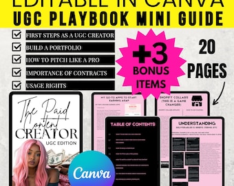 UGC Playbook | 20 Pages | Mini Guide | MRR & PLR | Master Resell Rights | Monetize your ugc content | Canva
