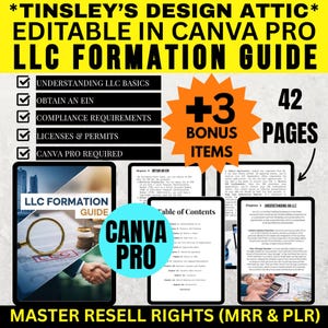 LLC Formation Guide | Mrr & Plr | Master Resell Rights | Business eBook | Business Owner | 42 Pages | Canva Pro Required