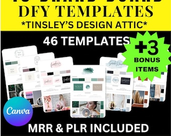 Brand Board Templates for Business | Logo, Color Palette, Fonts | 46 DFY Branding Templates | MRR & PLR | Master Resell Rights | 2025
