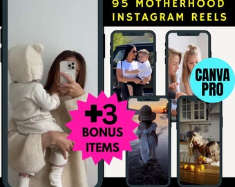 Motherhood Instagram Reels Templates: Canva Pro, MRR & PLR (Set of 95)