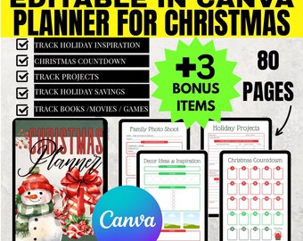 Christmas Planner | 80 Pages | MRR & PLR | Master Resell Rights | A4 Size Size | Canva