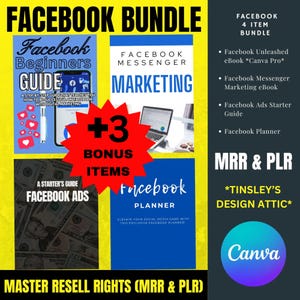 Facebook Bundle | 4 Items | MRR & PLR | Master Resell Rights | 2025 | Monetize Facebook | Organize | Plan | Guide | Messenger | Canva Pro