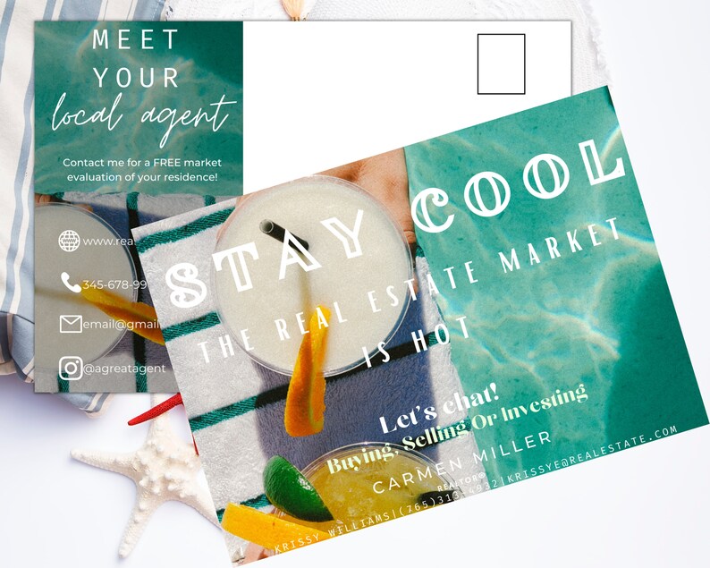 Realtor Summer Postcard, Real Estate Summer Marketing Postcard, Realtor