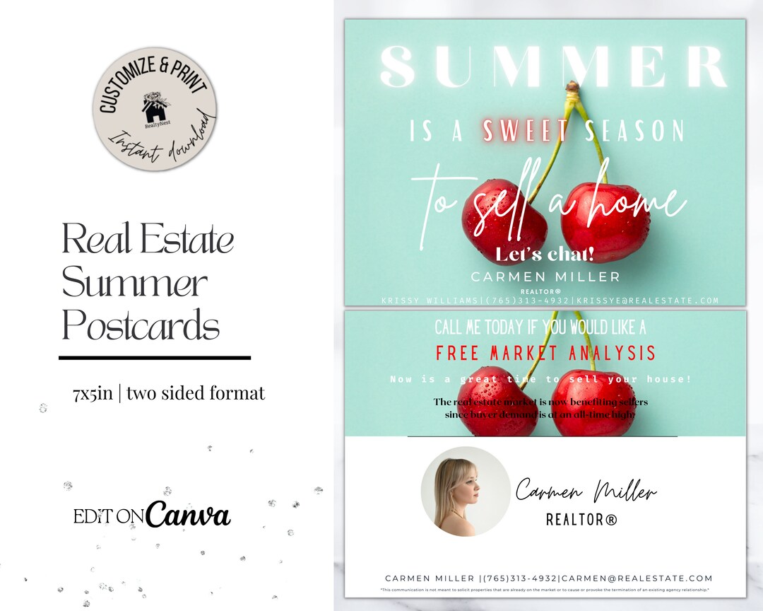 Summer Real Estate Postcard Template, Real Estate Summer Marketing