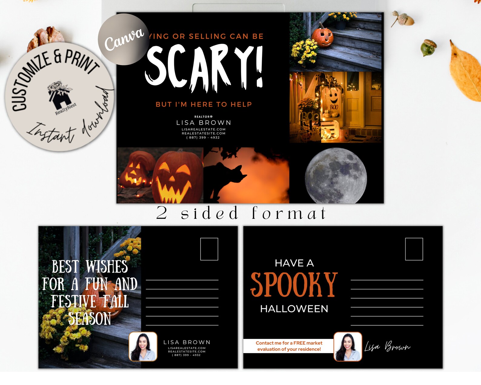 Halloween Real Estate Fall Postcard, October Real Estate Postcard, Fall Realtor Farming Card