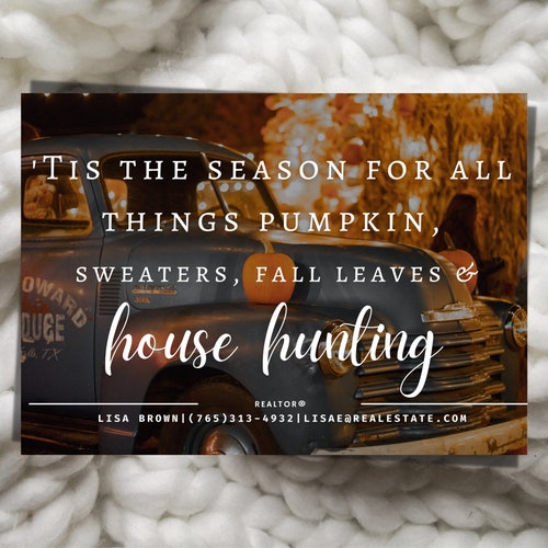 Hello Autumn Real Estate Fall Postcard Fall Farming Card - Etsy