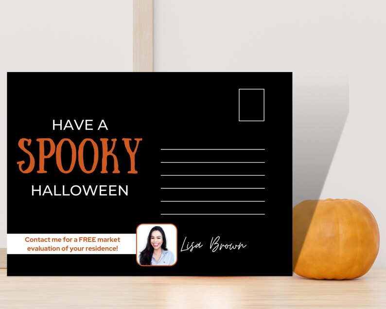 Halloween Real Estate Fall Postcard, October Real Estate Postcard, Fall Realtor Farming Card