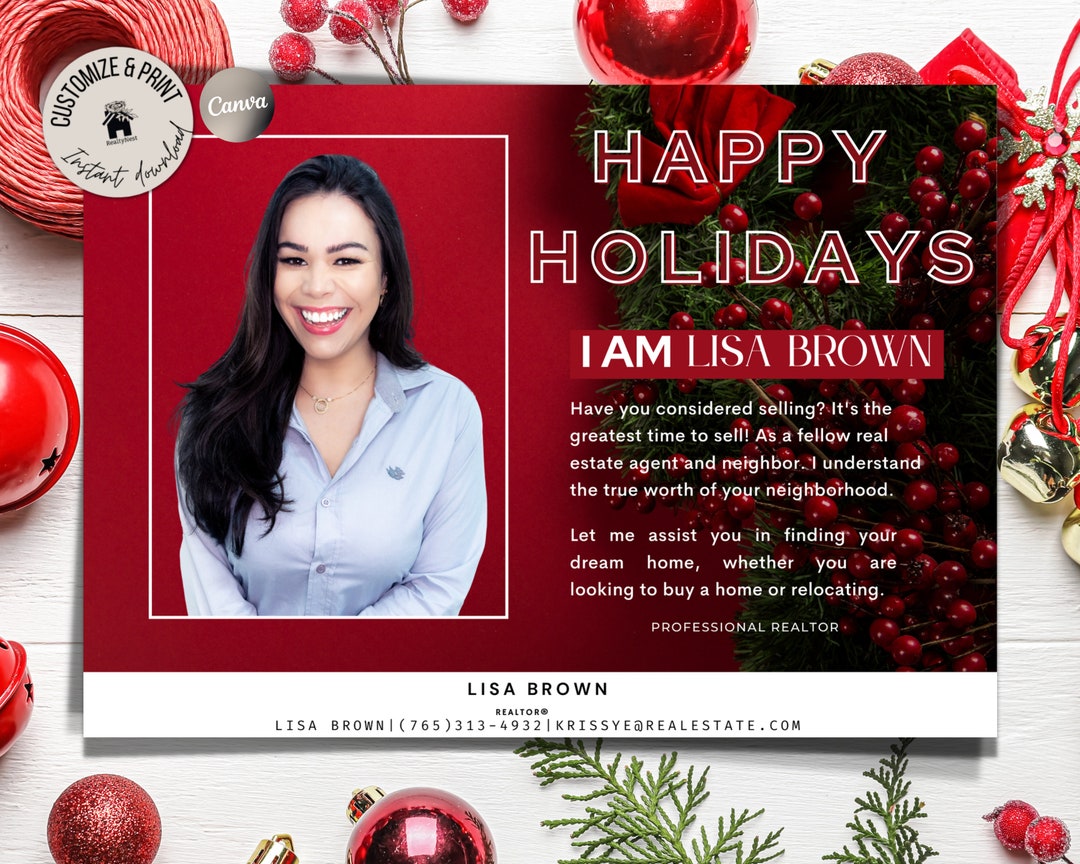 Holiday Realtor Hello Neighbor Postcard, Real Estate Holiday Card
