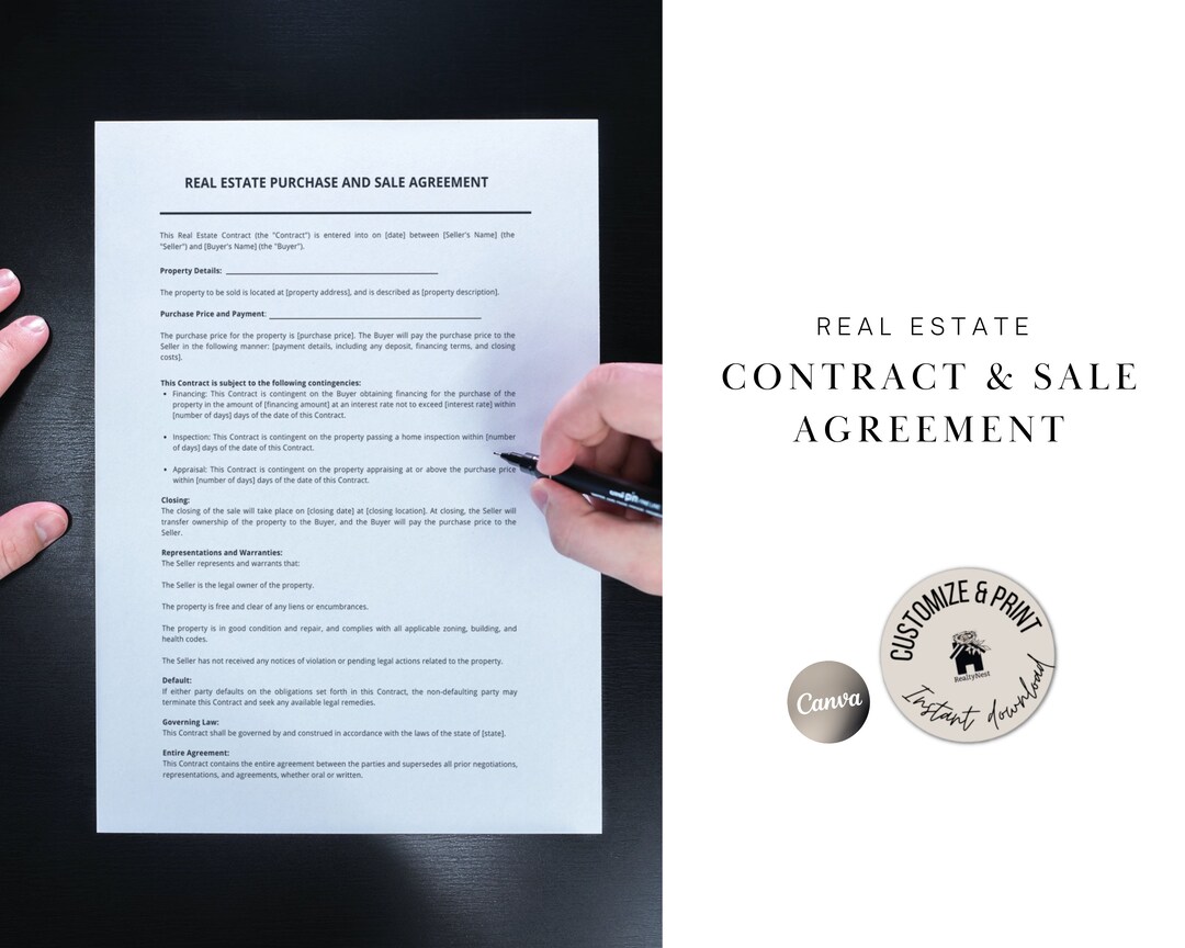 Professional Real Estate Contract Agreement Template Real - Etsy