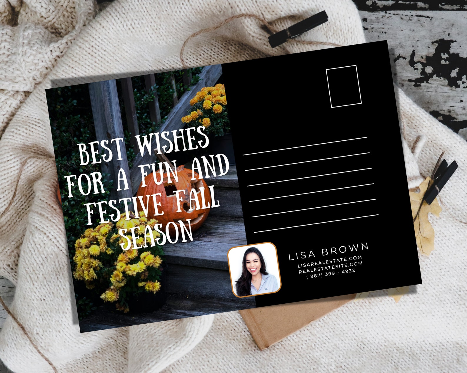 Halloween Real Estate Fall Postcard, October Real Estate Postcard, Fall Realtor Farming Card