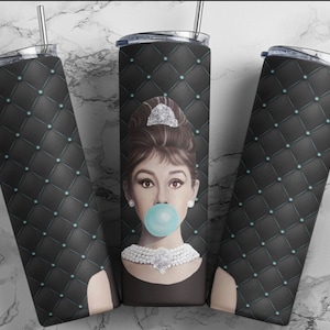 Audrey Hepburn Tumbler Personalized Custom Stainless Steel Model Cup Gift Classic Beauty Gift