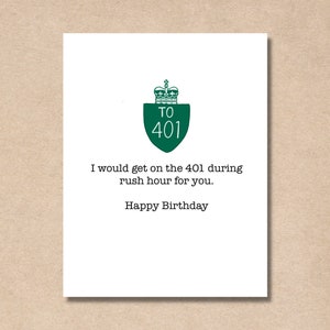 carte d'anniversaire de Toronto | Carte drôle du Canada | Autoroute 401 Toronto Card | Anniversaire, Amitié, Anniversaire