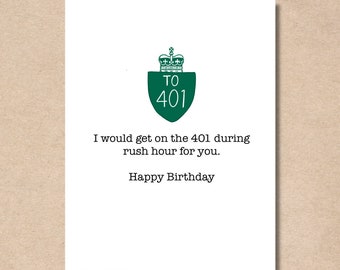 Toronto Birthday Card | Funny Canada Card | Highway 401 Toronto Card | Birthday, Friendship, Anniversary