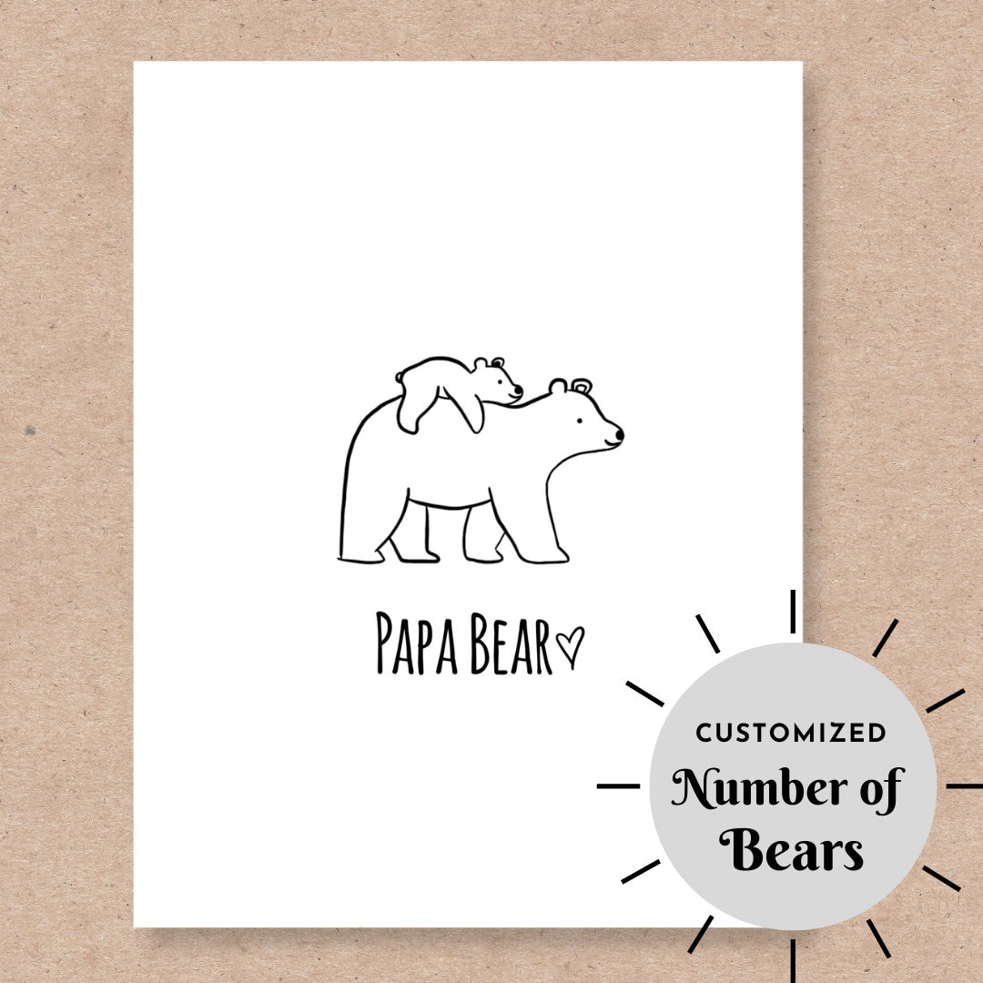 Papa Bear/father's Day Card | Customizable Card | Minimalistic ...