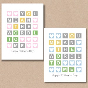 Word | Carte Fête des Mères/Fête des Pères | mots croisés, puzzles, NYT, maman | Connexions
