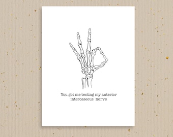 Okay Sign Nerve Test, Funny Anatomy Card, Punny Science Card