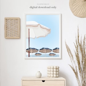Tropical Beach Print, Beach Umbrella Vacation Print, Digital Download