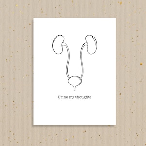 Carte Urine mes pensées, anatomie drôle