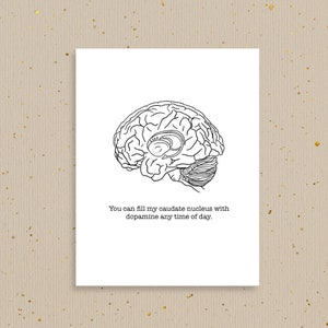 du cerveau et de la dopamine | Carte médicale | Carte d'anatomie drôle, carte pour un ami, anniversaire, carte d'amitié