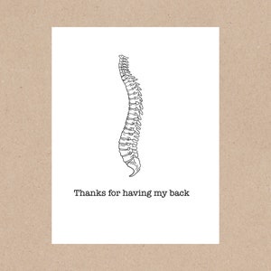 Merci de me soutenir | d'anatomie de la colonne vertébrale | Merci, anniversaire, carte de remise de diplôme | Carte pour médecin, infirmière, chiro, étudiant en médecine, kiné