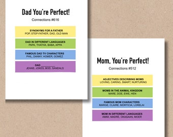Connections | Father’s Day | Mother’s Day Card | Crossword, Puzzles, NYT, mom, dad | wordle