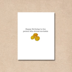 Carte Kokis de joyeux anniversaire | Carte d'Asie du Sud | Carte de jeu de mots alimentaire