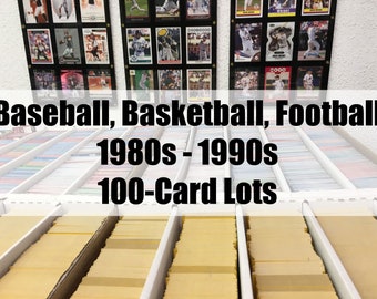 MLB/NFL/NBA Sports Card Mystery Hot Pack/Re-Pack Lot - 100 Cards From 1980s and 1990s Kid Collectors Start Collecting Gift for Boys Sports
