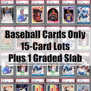 Baseball Card Hot Pack/Re-Pack/Lot - 15 Cards + Graded Card Slab (psa, bgs, csg) Gift For Collectors Sports Fan Premium Lots Free Shipping