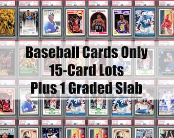 Baseball Card Hot Pack/Re-Pack/Lot - 15 Cards + Graded Card Slab (psa, bgs, csg) Gift For Collectors Sports Fan Premium Lots Free Shipping