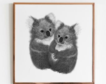 Koala illustration, 1 or 2 Koalas, digital illustration for children