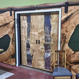 Custom Antique Mirror Live Edge Barn Sliding Door