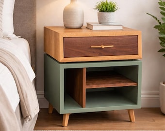 Mid Century Modern Style Nightstands (Pair/Set) | MCM | Made in CT USA